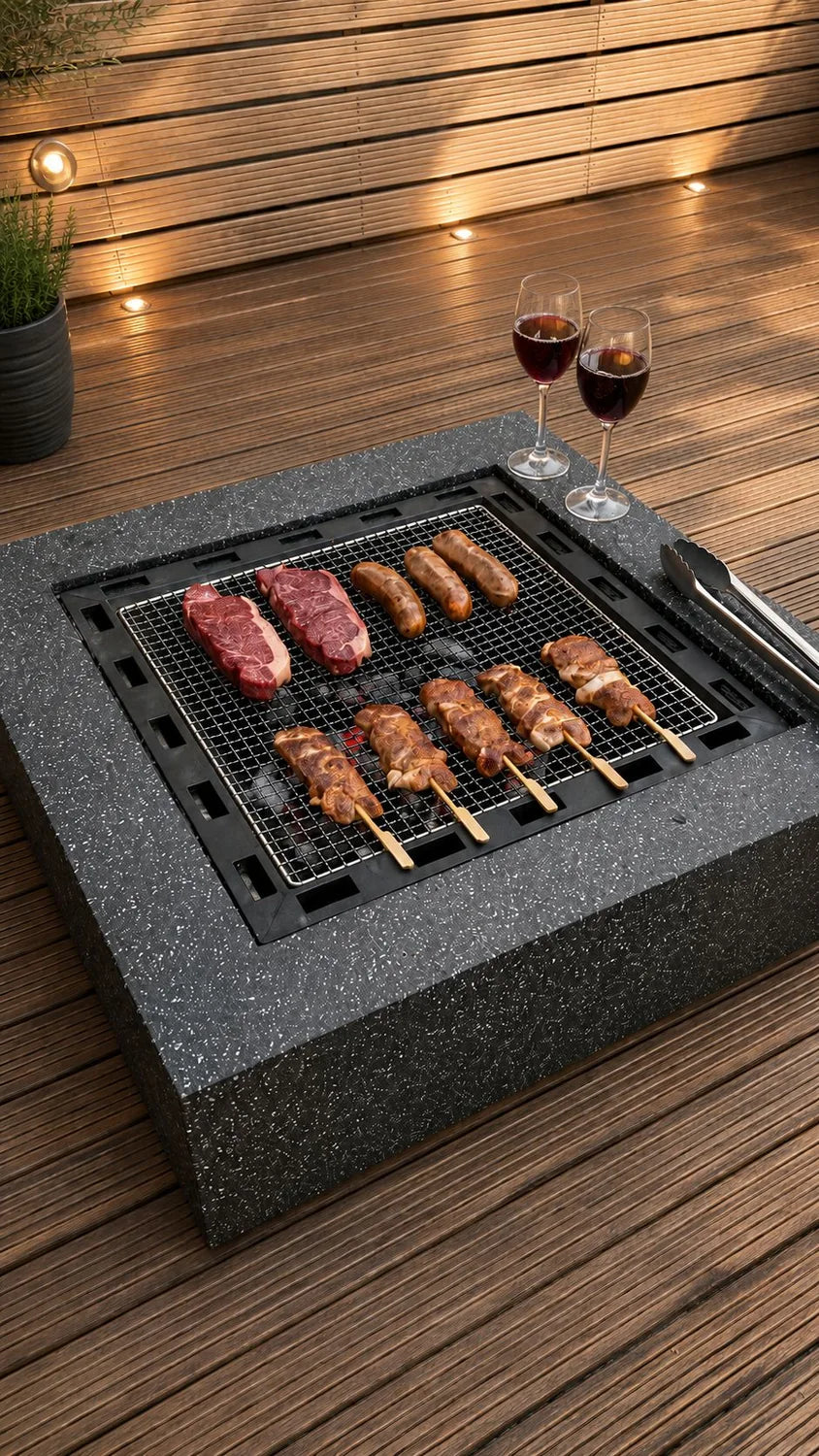 Close view of the Terra Flame grill in use