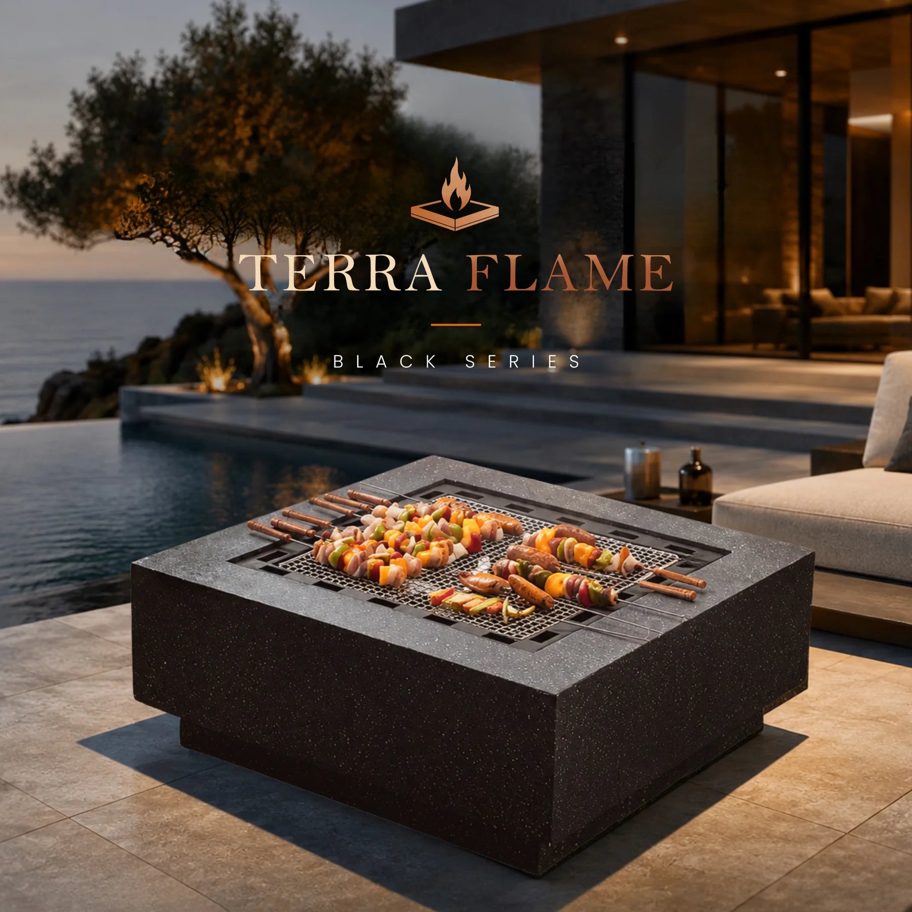 Terra Flame barbecue table in a modern outdoor setting